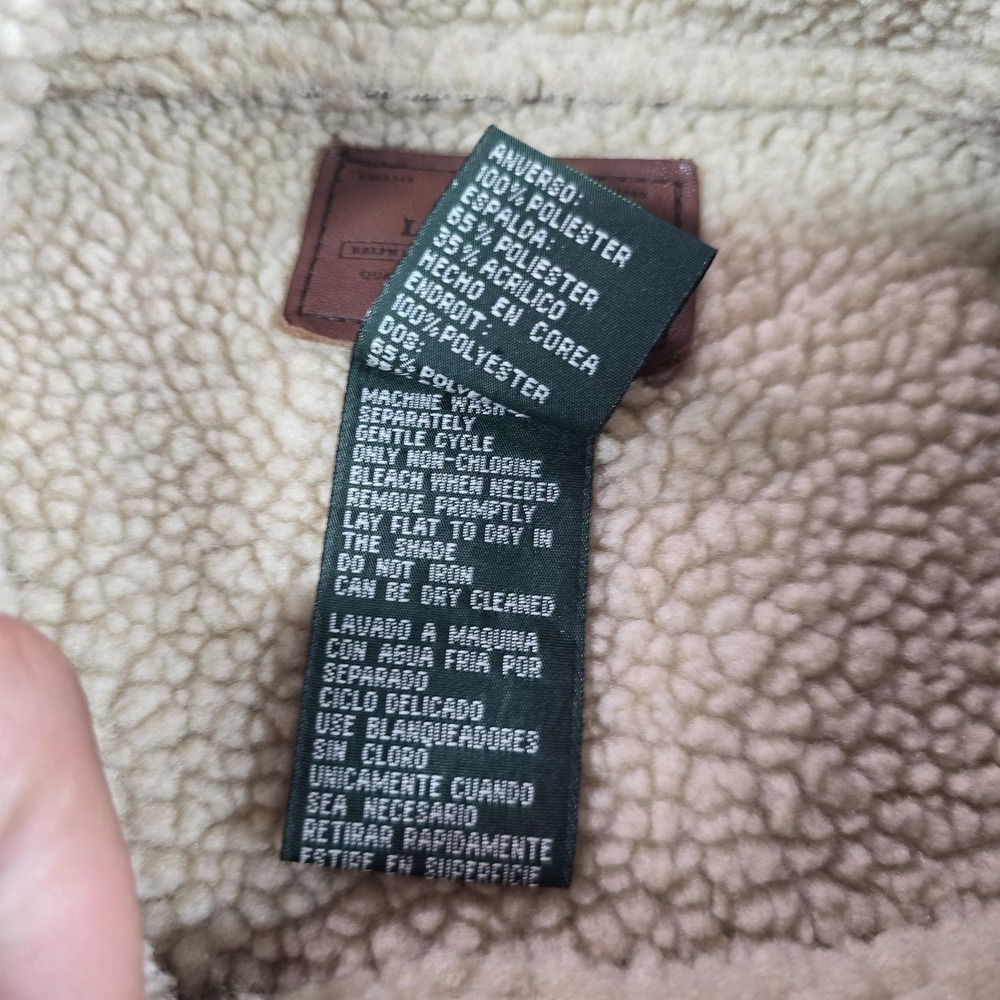 Lauren Ralph Lauren Coat Womens 3X Brown Faux Suede Sherpa Lined Button Front - Picture 6 of 15